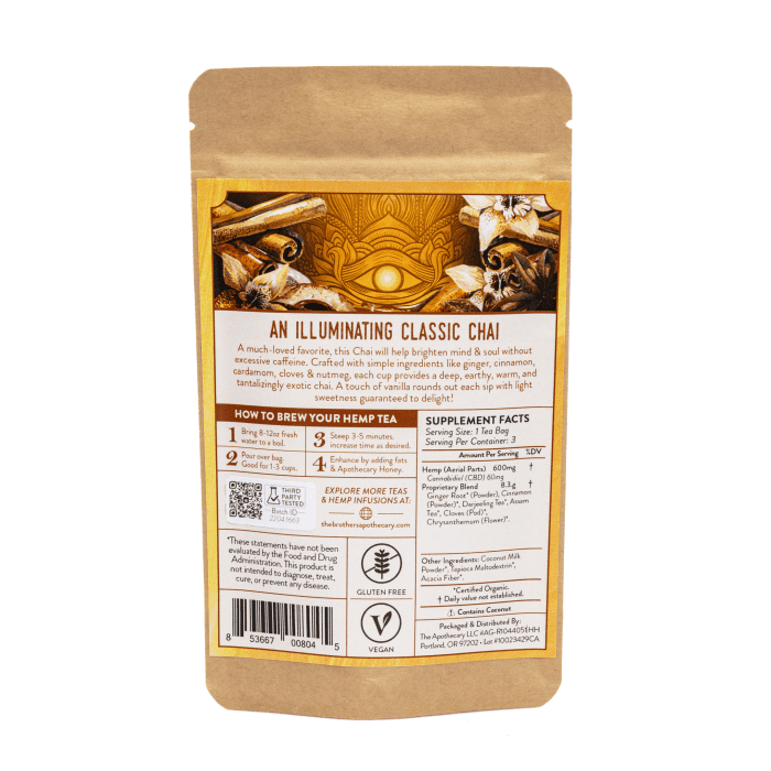 The Brothers Apothecary Chai Awakening Hemp CBD Tea - Bag Back