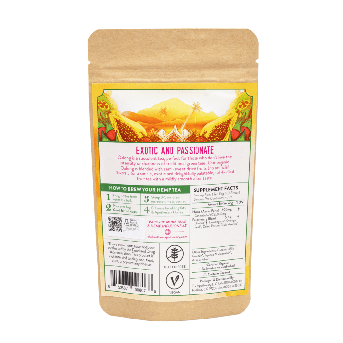 The Brothers Apothecary Oolong Passion Hemp CBD Tea - Bag Back