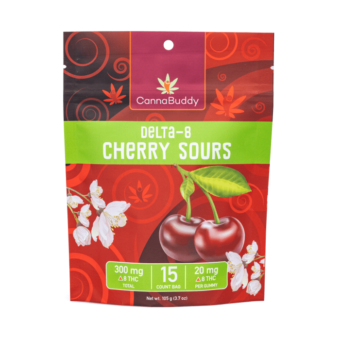 CannaBuddy Delta 8 Cherry Sours (300 mg Total Delta 8 THC) - Image 2