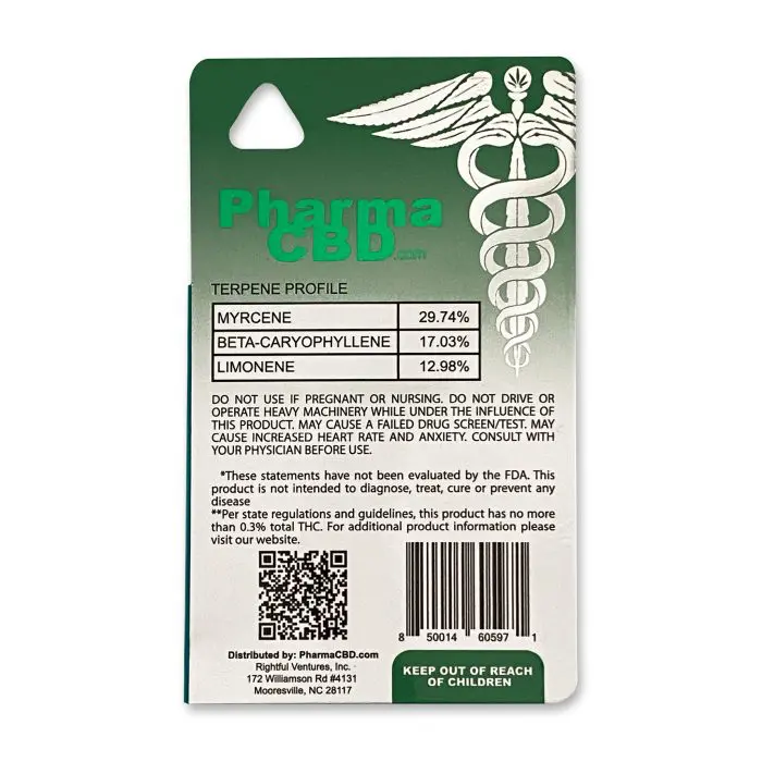 PharmaCBD Platinum OG Delta-8-THC Vape Cartridge Back