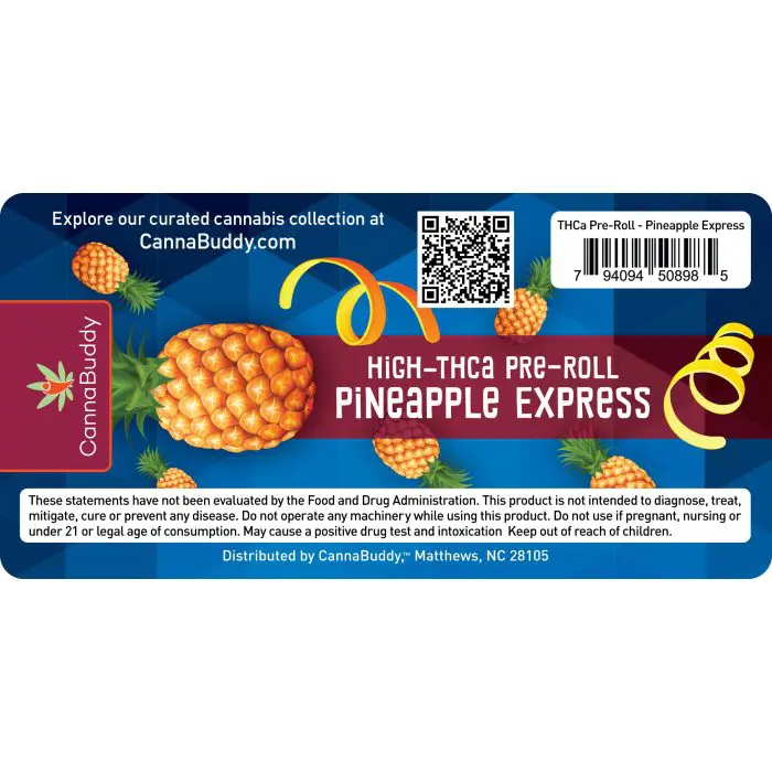 THCa Flower Pre-Roll Pineapple Express - label