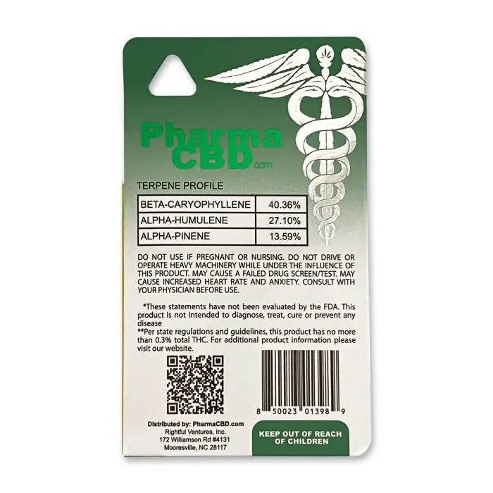 PharmaCBD Trainwreck Delta-8-THC Vape Cartridge Back