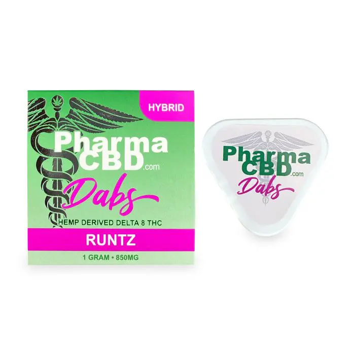 PharmaCBD Delta-8 Runtz Dabs (1 gram Delta-8-THC) Box and Container