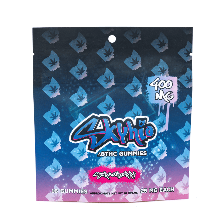 3Chi Skyhio Delta 8 Strawberry Gummies (400 mg Total Delta 8 THC) - Bag Front