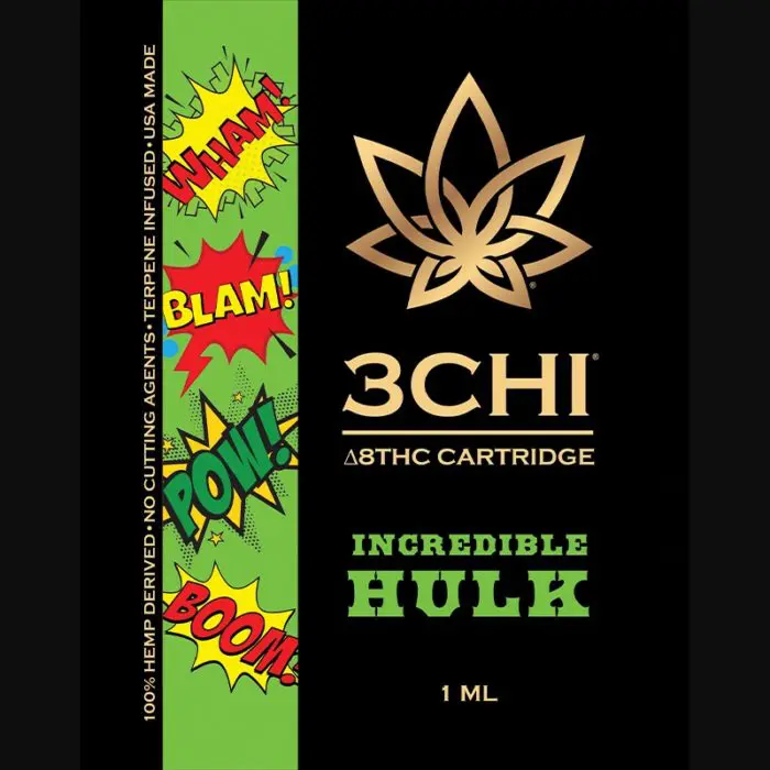 3Chi Incredible Hulk Delta-8-THC Vape Cartridge with Botanical Derived Terpenes