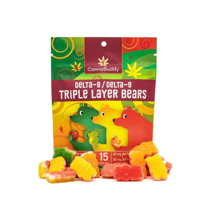 CannaBuddy Delta-8 Delta-9 Triple Layer Bears (300 mg Total Delta-8-THC + 300 mg Total Delta-9-THC) - Combo