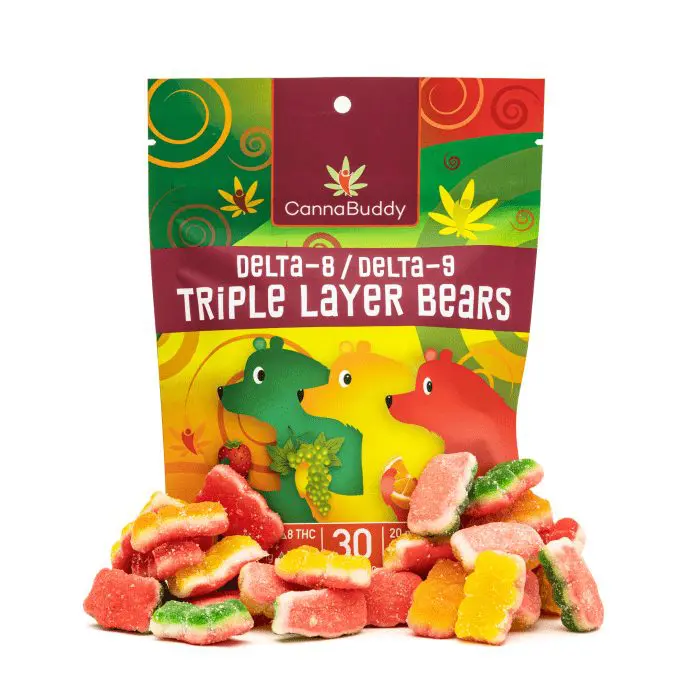 CannaBuddy Delta-8 Delta-9 Triple Layer Bears (600 mg Total Delta-8-THC + 600 mg Total Delta-9-THC) - Combo