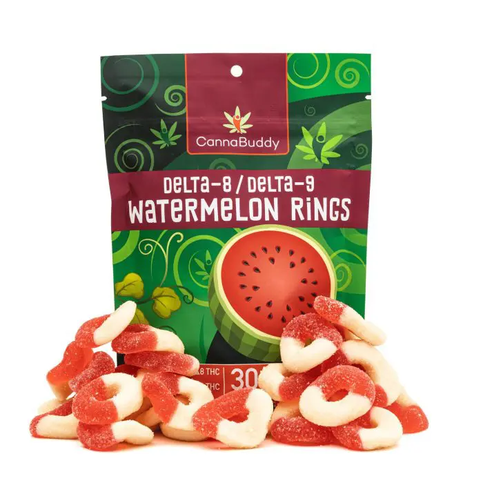 CannaBuddy Delta-8 Delta-9 Watermelon Rings (600 mg Total Delta-8-THC + 600 mg Total Delta-9-THC) - Combo
