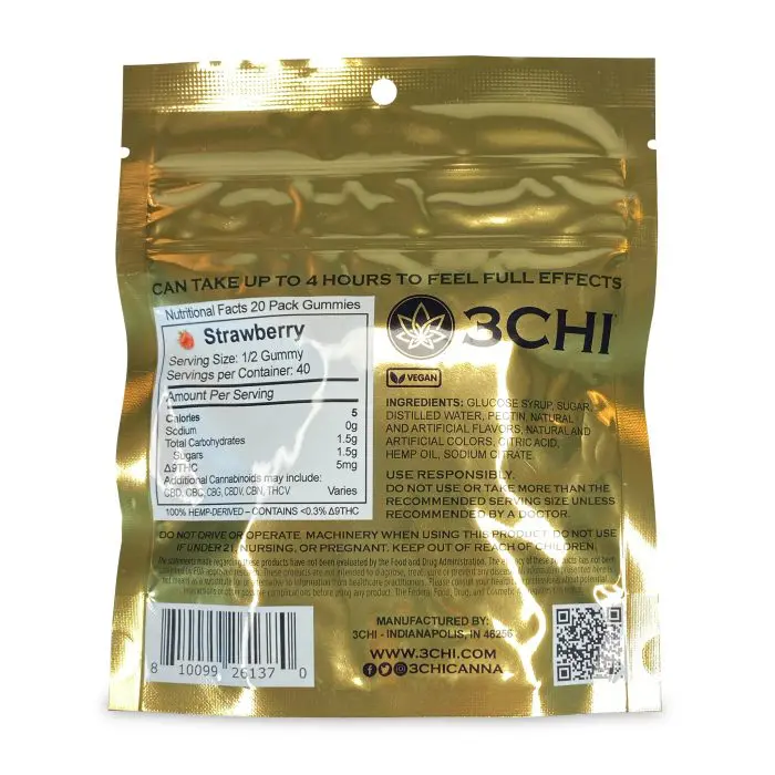 3Chi Delta 9 THC Gummies - Strawberry (200 mg Total Delta 9 THC) - Image 4