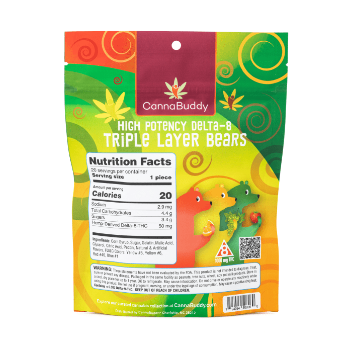 CannaBuddy High Potency Delta 8 Triple Layer Bears (1000 mg Total Delta 8 THC) - Image 3