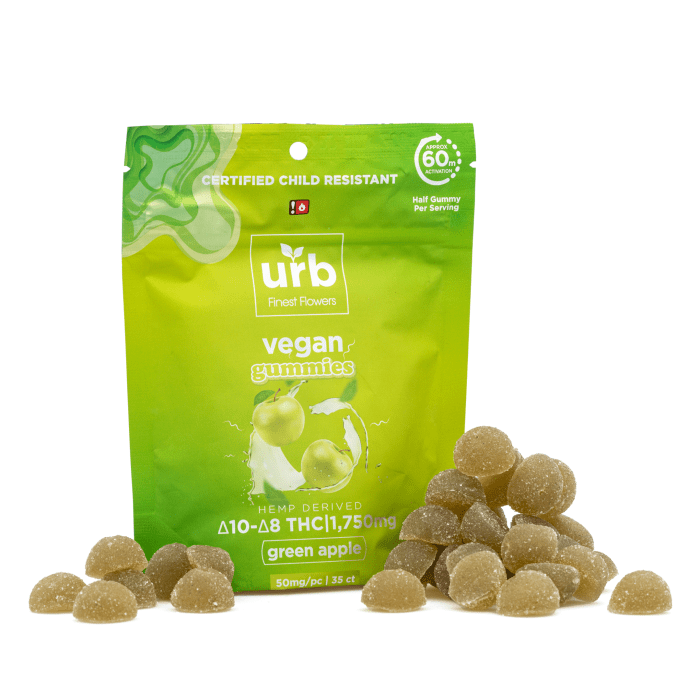 Urb Delta 8 Delta 10 Gummies - Green Apple (1575 mg Total Delta 8 THC + 175 mg Total Delta 10 THC) - Combo
