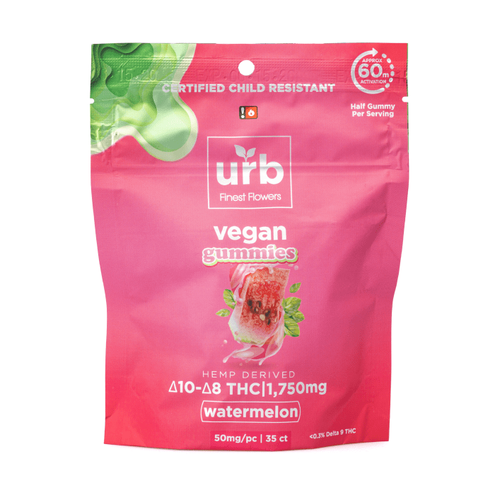 Urb Delta-8 Delta-10 Gummies - Watermelon - Bag Front