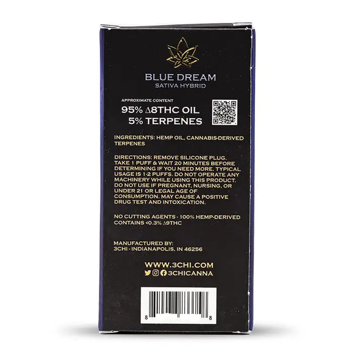 3Chi Delta 8 THC Disposable Vape Pen - Blue Dream - Image 3