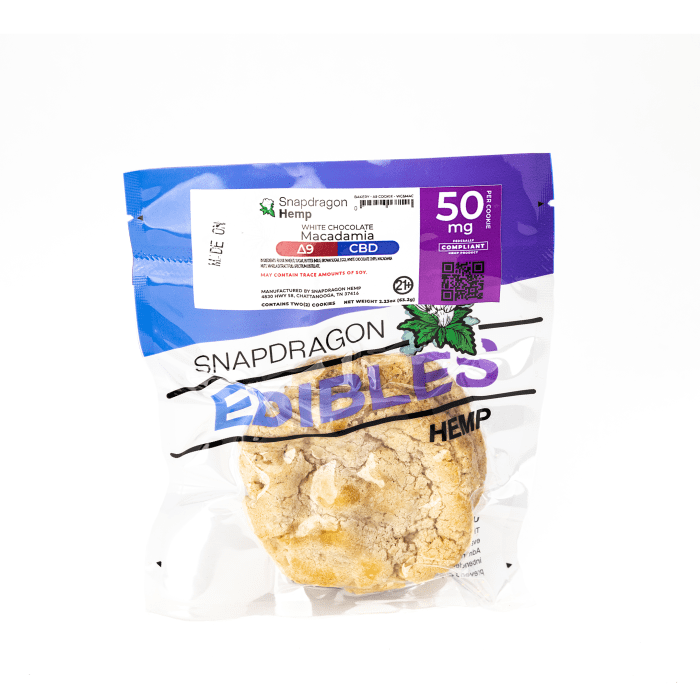 Snapdragon Delta 9 Live Resin and CBD White Chocolate Macadamia Cookies (50 mg Delta 9 THC + 50 mg CBD Total) - Image 2