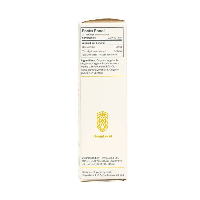 HempLucid CBD Full-Spectrum Water Soluble - 600mg - Natural - Box Side
