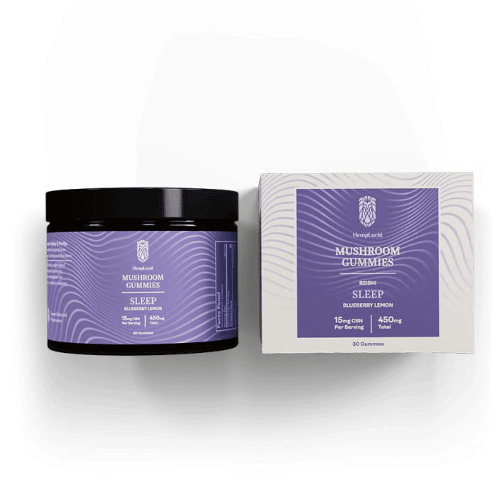 Hemplucid Sleep Mushroom Gummies - Blueberry Lemon 450 mg CBN + 900 mg CBD + 750 mg Reishi