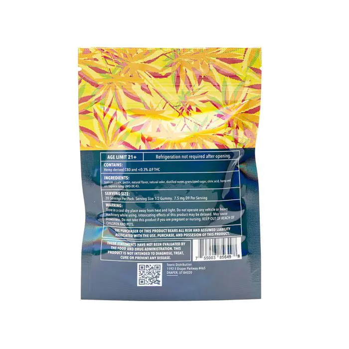 Kush Kube - Delta 9 _ CBD Gummies - Pineapple Strawberry - Bag Back