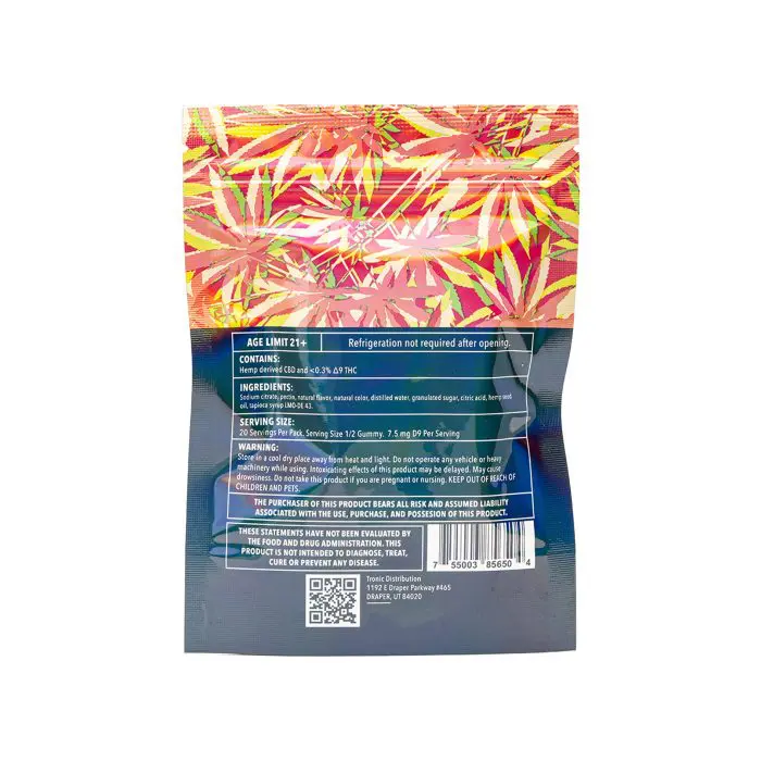 Kush Kube - Delta 9 _ CBD Gummies - Sour Watermelon - Bag Back