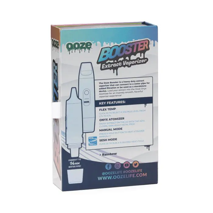 Ooze Booster Extract Vaporizer - Rainbow - Box Back