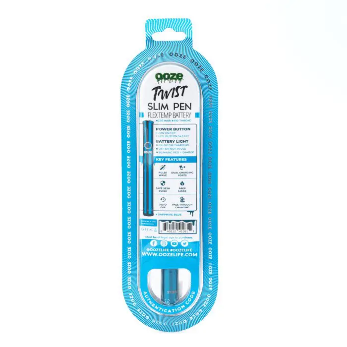Ooze Slim Twist Pen 2.0 Vape Battery – Sapphire Blue - Box Back