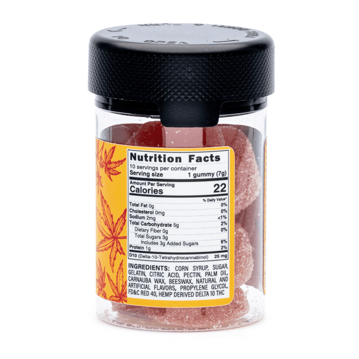 PharmaTHC Delta 10 THC Gummies – Strawberry Kiwi (250 mg Total Delta 10 THC) - jar back