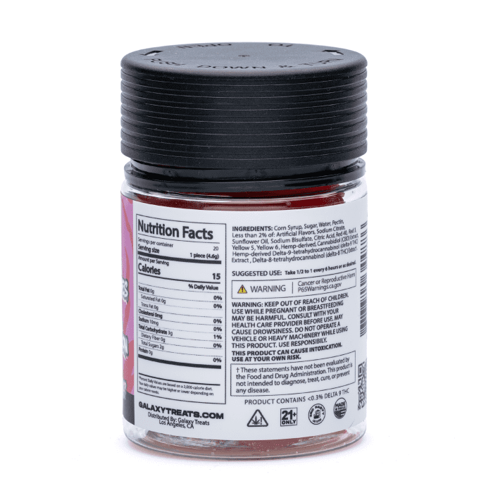 Galaxy Treats Delta 8 Delta 9 THCP Gummies - Berry Melon Lifter - Bottle Back