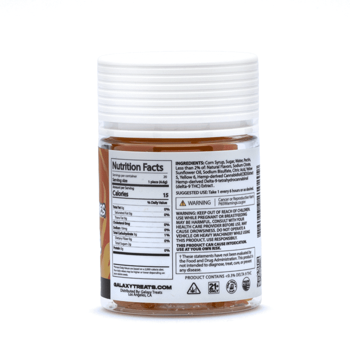Galaxy Treats Moon Babies Delta 9 THC Gummies – Tropical Kush (200 mg Total Delta 9 THC + 280 mg - jar back