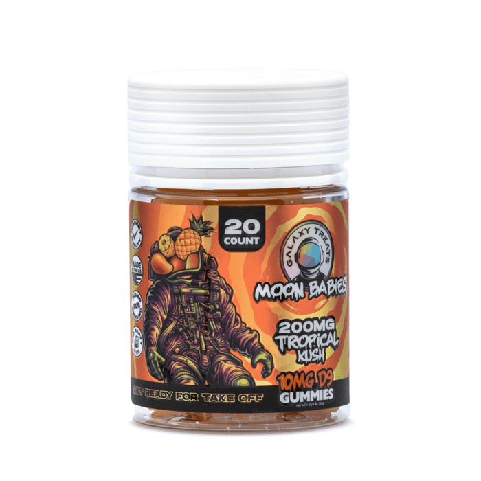 Galaxy Treats Moon Babies Delta 9 THC Gummies – Tropical Kush (200 mg Total Delta 9 THC + 280 mg - jar front