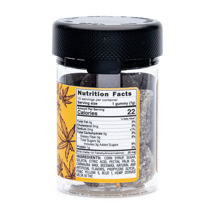 PharmaTHC Delta 10 THC Gummies – Blackberry Lemonade (250 mg Total Delta 10 THC) - jar back