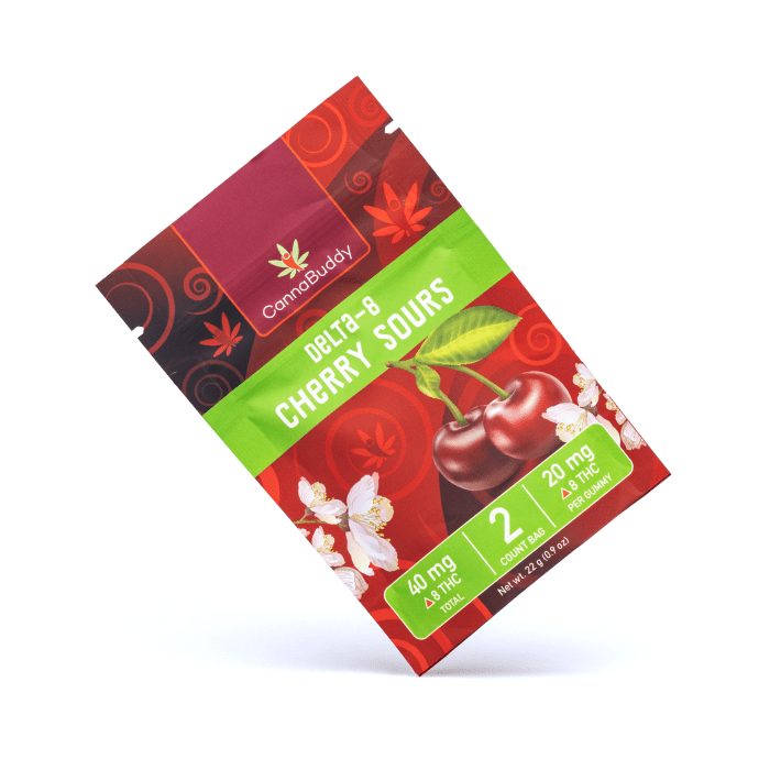 CannaBuddy Delta-8 Cherry Sours (40 mg Total Delta-8-THC) - Bag Front
