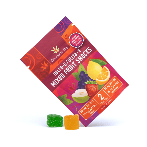 CannaBuddy Delta-8 Delta-9 Mixed Fruit Snacks (30 mg Delta-8-THC + 30 mg Delta-9-THC Total) - Combo