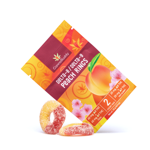 CannaBuddy Delta-8 Delta-9 Peach Rings (40 mg Delta-8-THC + 40 mg Delta-9-THC Total) - Combo