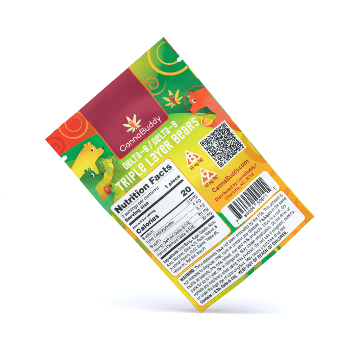 CannaBuddy Delta 8 / Delta 9 Triple Layer Bears (40 mg Delta 8 THC + 40 mg Delta 9 THC Total) - Image 3