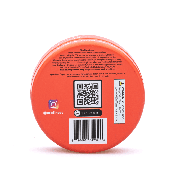 Urb Delta-9-THC HHC Lozenges - Strawberry (100 mg Delta-9-THC + 150 mg HHC Total) - Tin Back