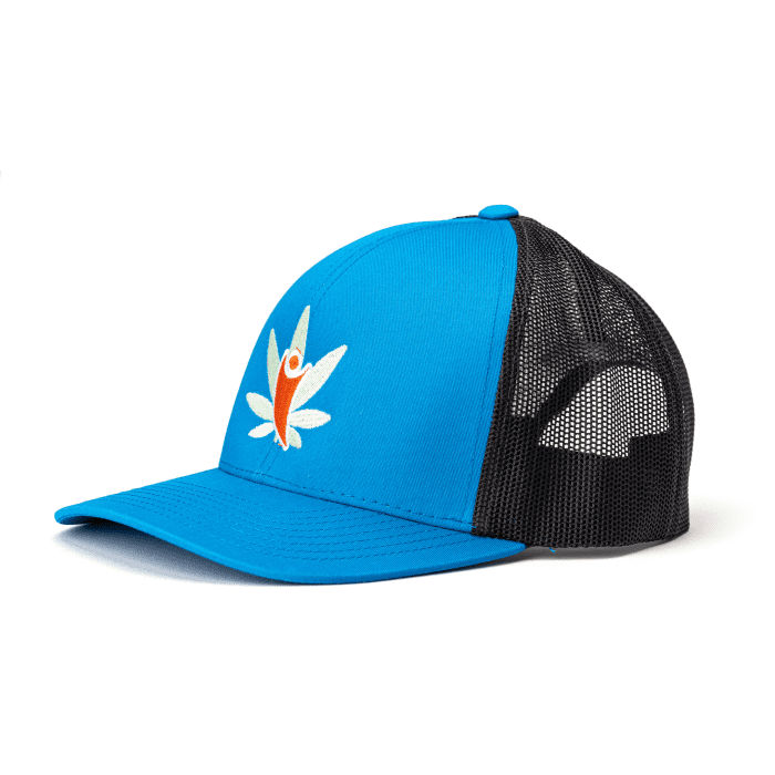 CannaBuddy Trucker Hat - Aqua and Black - Side