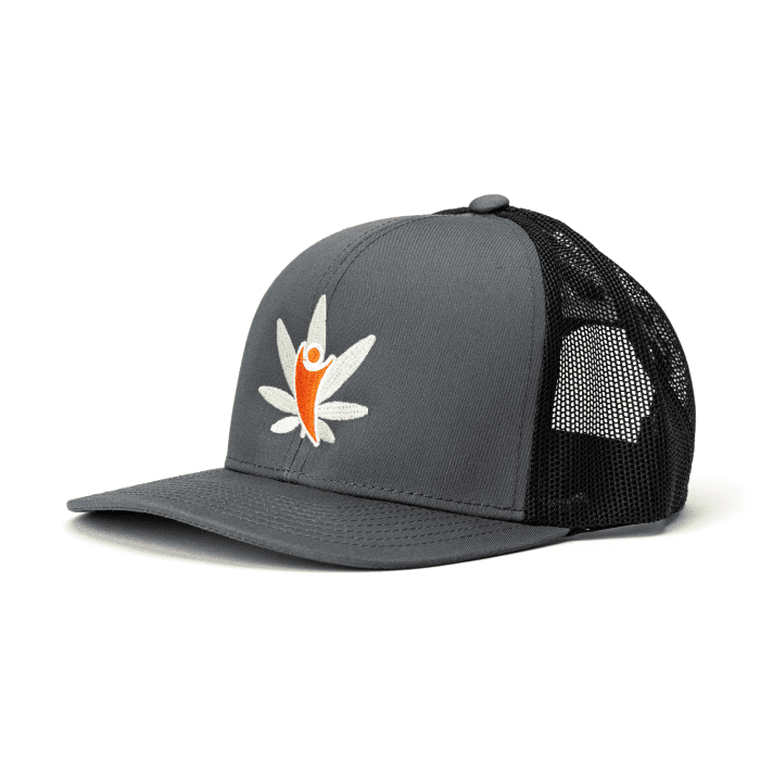 CannaBuddy Trucker Hat - Gray and Black - Side