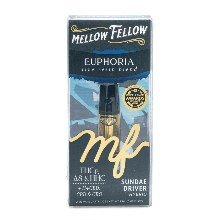 Mellow Fellow Euphoria Blend Live Resin Vape Cartridge - Sundae Driver - Box Front