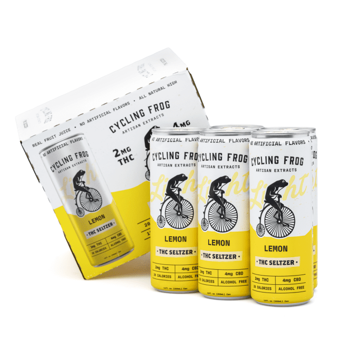 Cycling Frog THC + CBD Light Seltzer 6 Pack - Lemon (12 mg Delta 9 THC + 24 mg CBD Total) - Combo