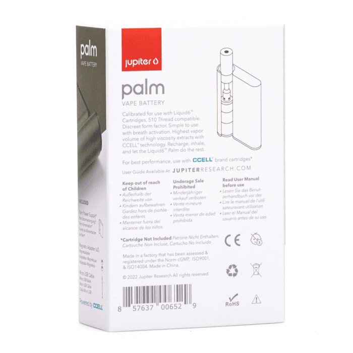 CCELL Palm Vape Battery - Green - Box Back