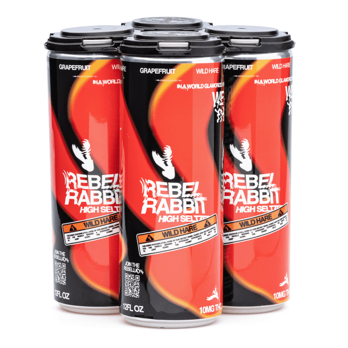 Rebel Rabbit Wild Hare Delta 9 Seltzer 4 Pack - Grapefruit (40 mg Total Delta 9 THC) - Pack Front