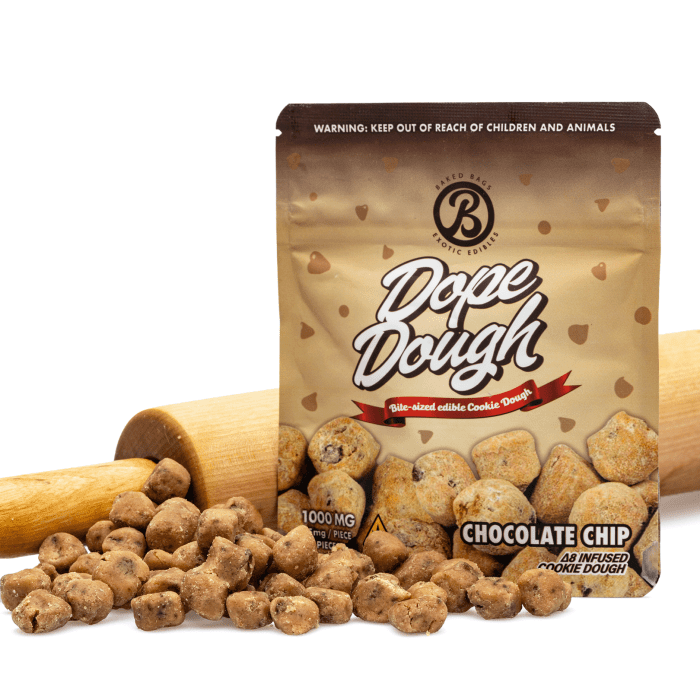 Baked Bags Delta 8 THC Dope Dough - Chocolate Chip (1000 mg Total Delta 8 THC) - Combo