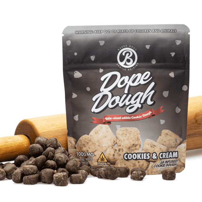 Baked Bags Delta 8 THC Dope Dough - Cookies & Cream (1000 mg Total Delta 8 THC) - Combo