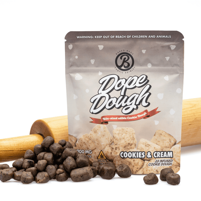 Baked Bags Delta 9 THC Dope Dough - Cookies & Cream (200 mg Total Delta 9 THC) - Combo