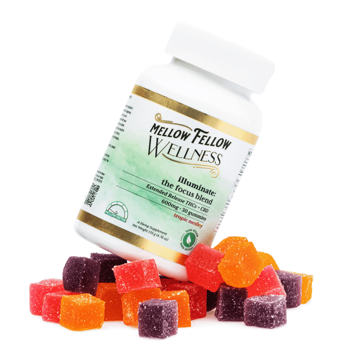 Mellow Fellow Wellness Gummies - Illuminate Blend - Tropic Medley (600 mg Total Cannabinoids) - Combo