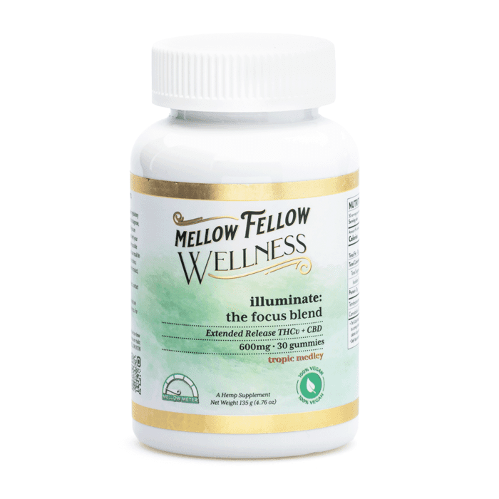 Mellow Fellow Wellness Gummies - Illuminate Blend - Tropic Medley (600 mg Total Cannabinoids) - Jar Front