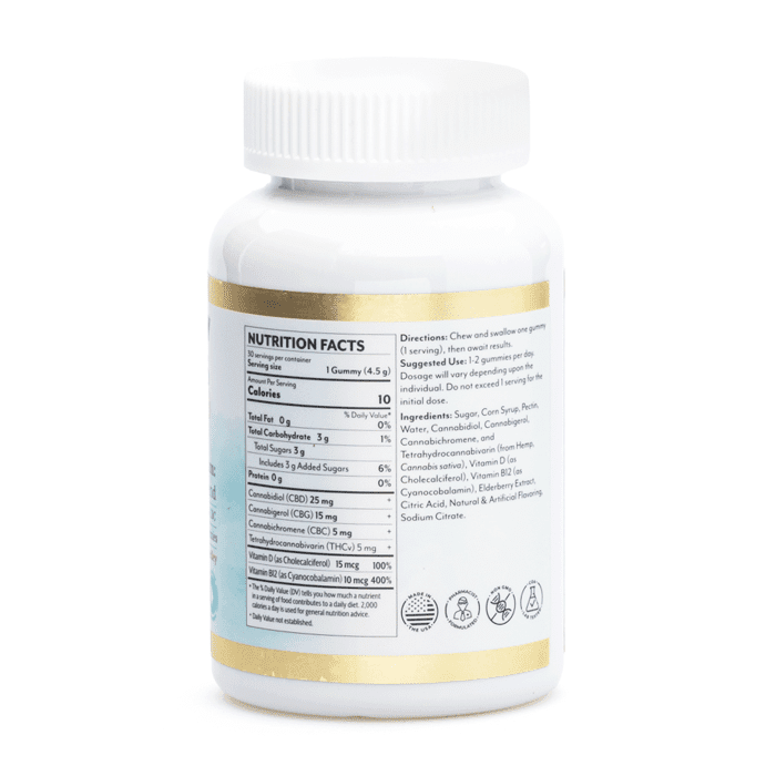 Mellow Fellow Wellness Gummies - Momentum Blend - Tropic Medley (1500 mg Total Cannabinoids) - Jar Back