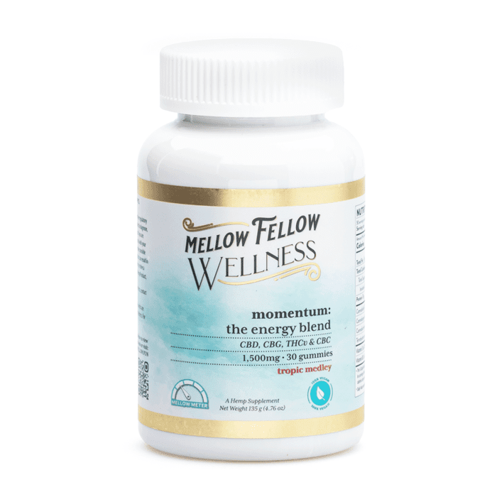 Mellow Fellow Wellness Gummies - Momentum Blend - Tropic Medley (1500 mg Total Cannabinoids) - Jar Front