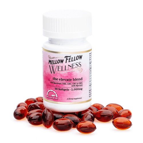 Mellow Fellow Wellness Softgel Capsules - Elevate Blend (2000 mg Total Cannabinoids) - Combo