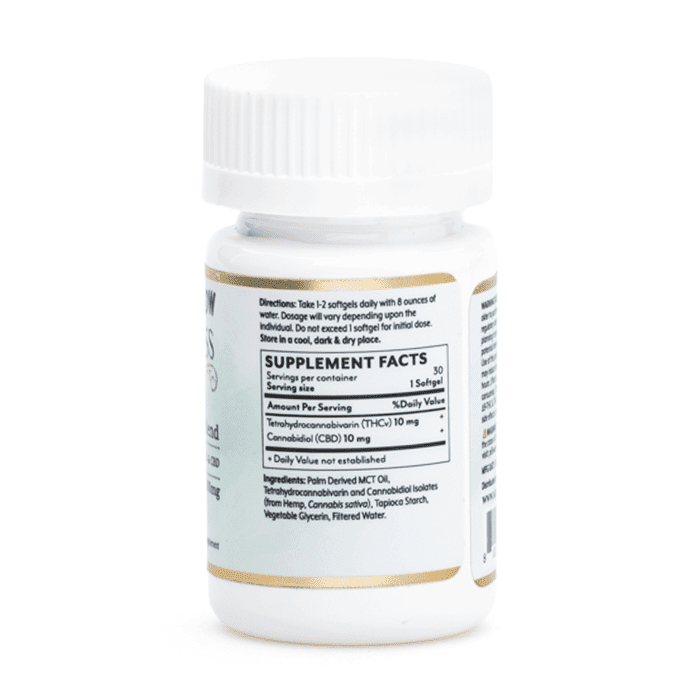Mellow Fellow Wellness Softgel Capsules - Illuminate Blend (600 mg Total Cannabinoids) - Jar Back