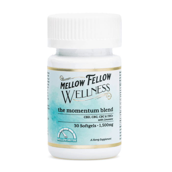 Mellow Fellow Wellness Softgel Capsules - Momentum Blend (1500 mg Total Cannabinoids) - Bottle Front
